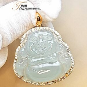 18K玫瑰金鑽石佛公玉吊咀
