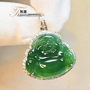 18K白金鑽石玉佛公吊咀