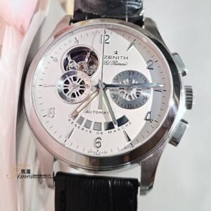 Zenith 鋼自動白面計時Fly-back透視底皮帶摺扣EL Primero T Open(40mm)