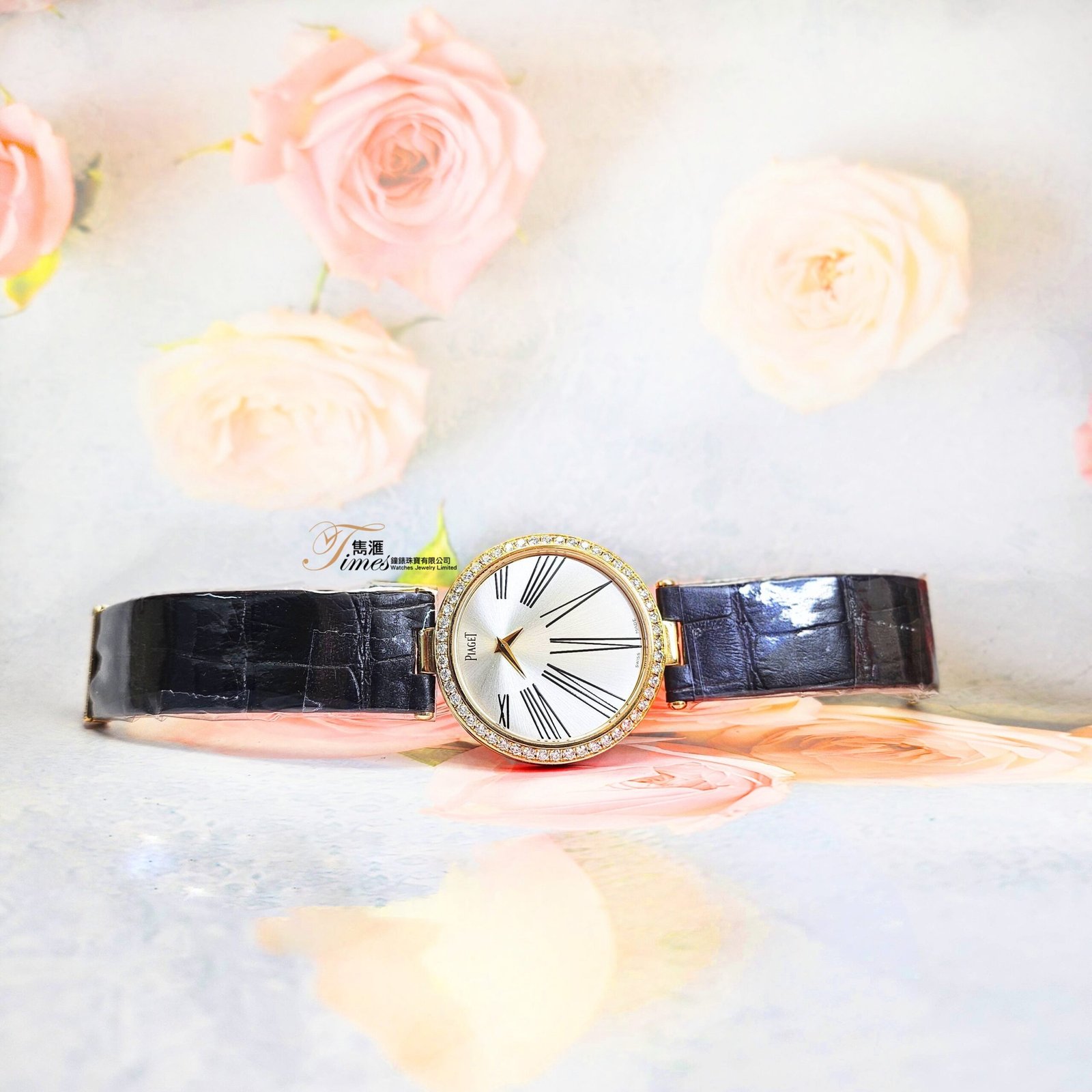 Piaget 18K黃金石英雙錶面原裝鑽石圈銀面羅馬字原裝鑽石扣皮帶Limelight Gala (35mm) - Image 2