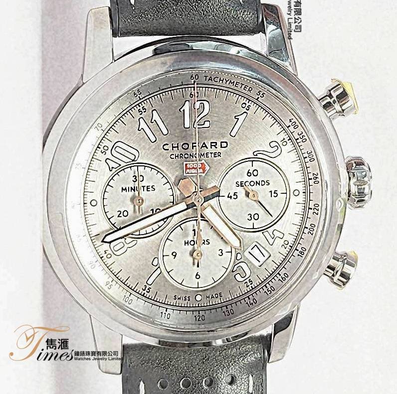 Chopard 99新鋼自動日曆銀面計時透視底膠帶針扣 Mille Miglia(42mm)