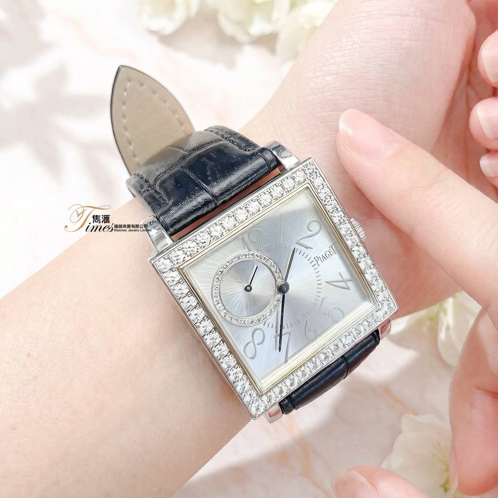 Piaget 18K白金上鍊銀面數目字原裝石圈原裝細三針石圈18K針扣皮帶 Altiplano - Image 3