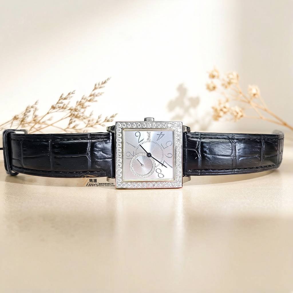 Piaget 18K白金上鍊銀面數目字原裝石圈原裝細三針石圈18K針扣皮帶 Altiplano - Image 2