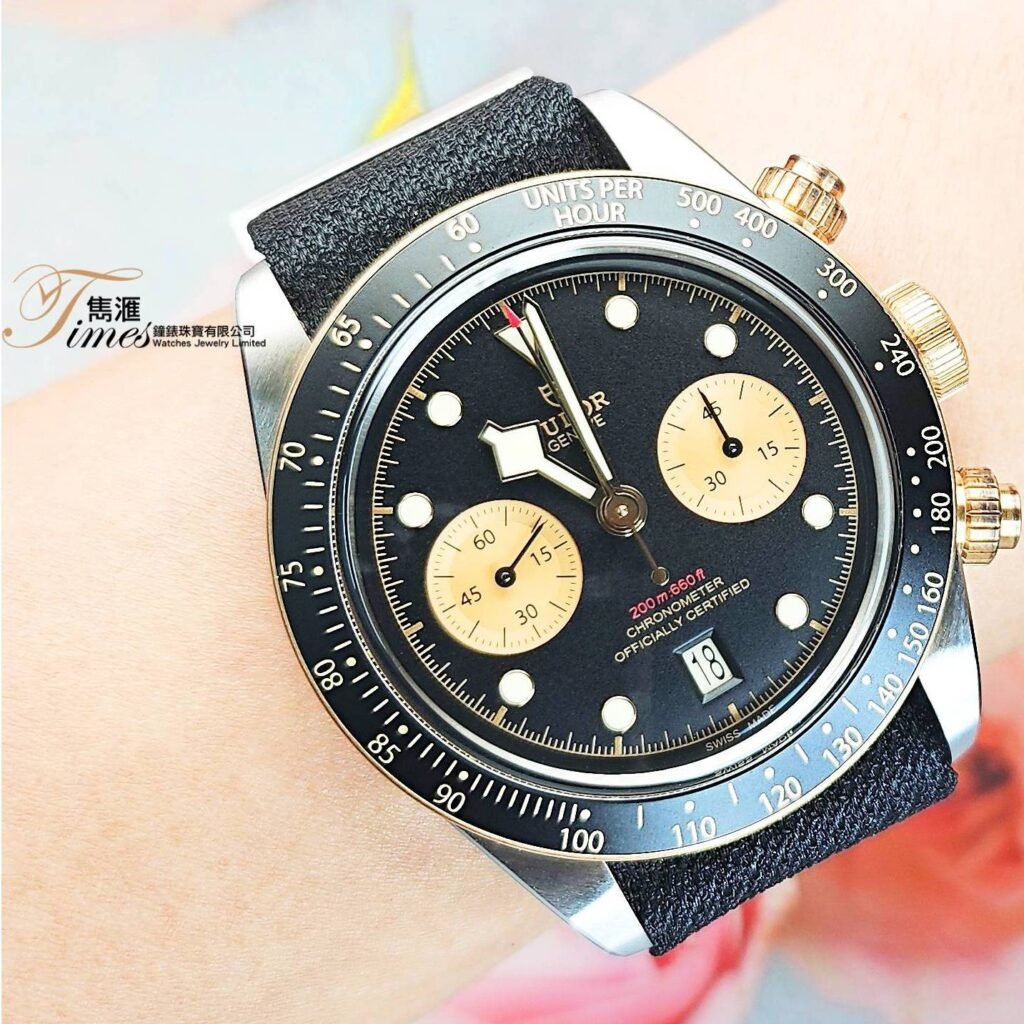 Tudor 99新金鋼自動日曆計時黑面斧頭針織帶blackbay REF:79363N