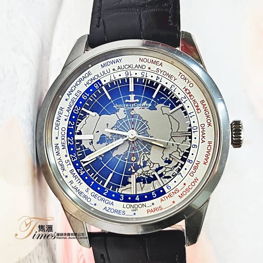 Jaeger-Le Coultre 鋼自動GMT世界時間透視底皮帶摺扣Geophysic Universal Time