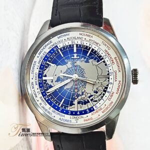 Jaeger-Le Coultre 鋼自動GMT世界時間透視底皮帶摺扣Geophysic Universal Time