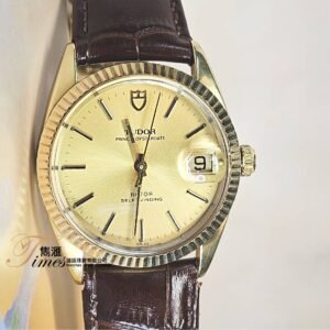 Tudor 金套自動日曆金面條字膠面皮帶勞霸勞底原裝包金針扣(34mm)