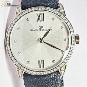 Girard Perregaux 18K白金自動銀面石字原裝石圈石脾原裝18K針扣皮帶透視底1966系列(30mm)