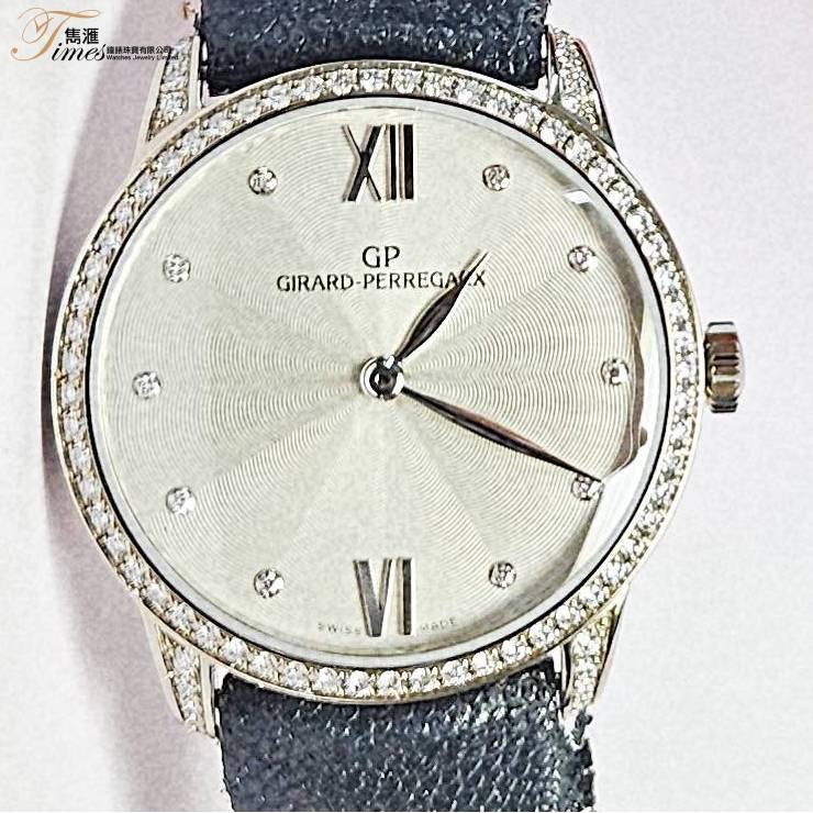 Girard Perregaux 18K白金自動銀面石字原裝石圈石脾原裝18K針扣皮帶透視底1966系列(30mm)