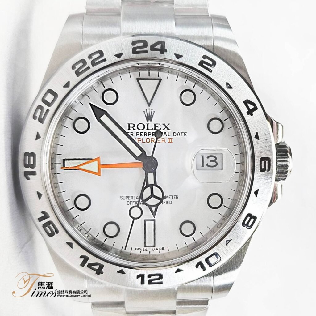 Rolex 鋼自動日曆白面橙針EXP II REF:216570