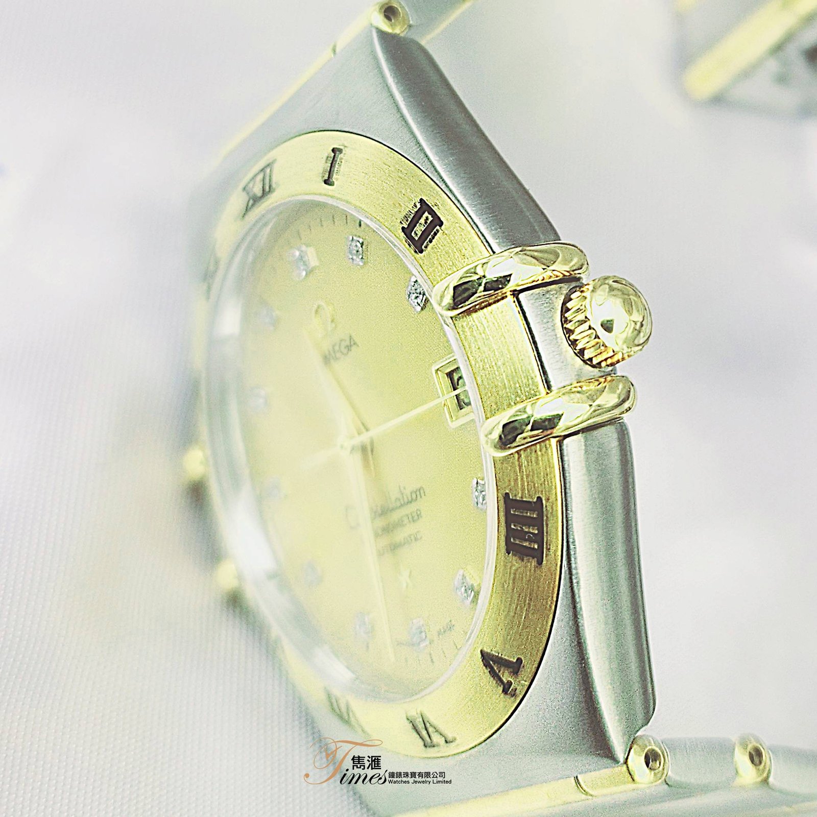 Omega 金鋼自動日曆金面石字金鋼帶男裝星座(35.5mm) - Image 3