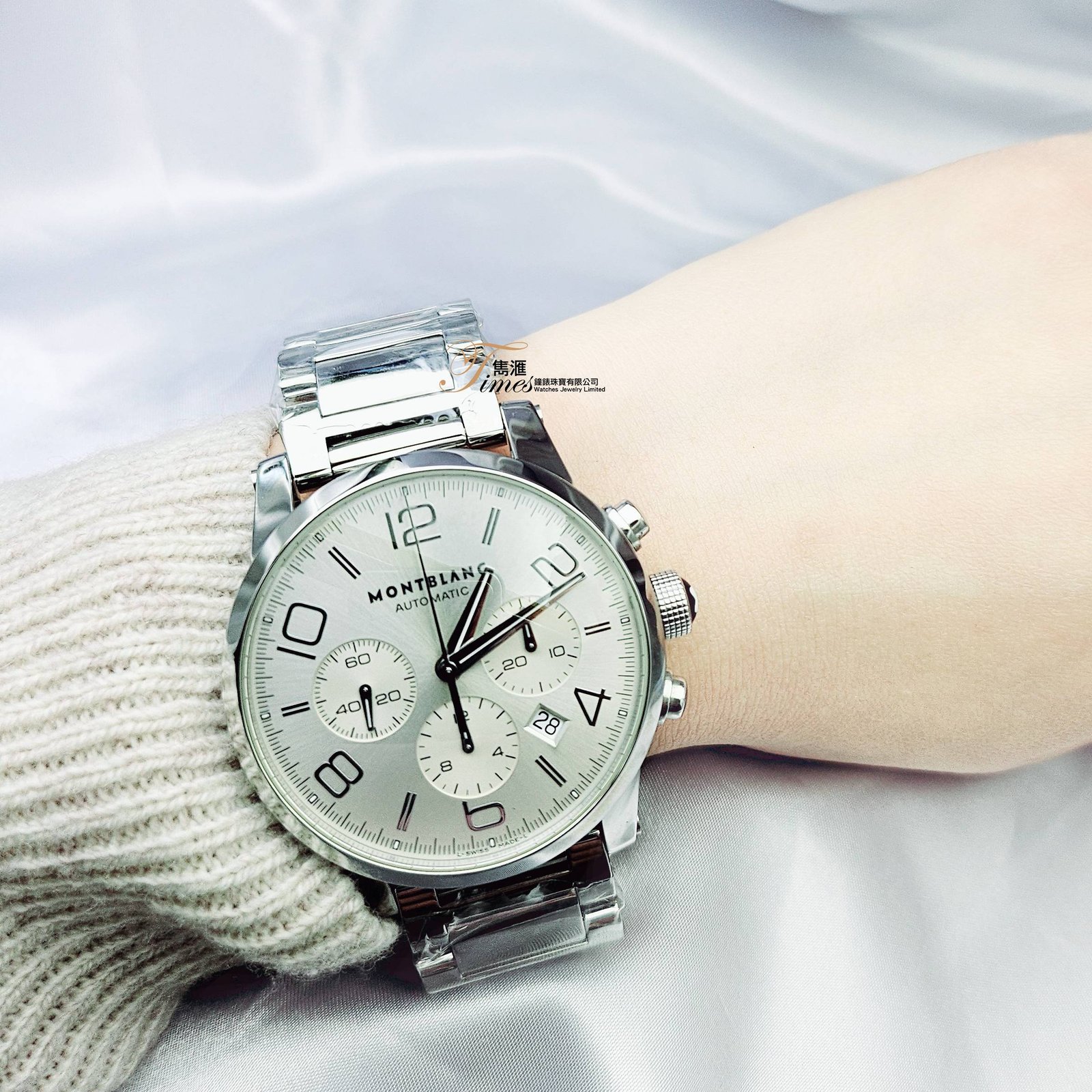 Montblanc 鋼自動日曆米面計時雙數目字透底鋼帶timewalker系列(43mm) - Image 3