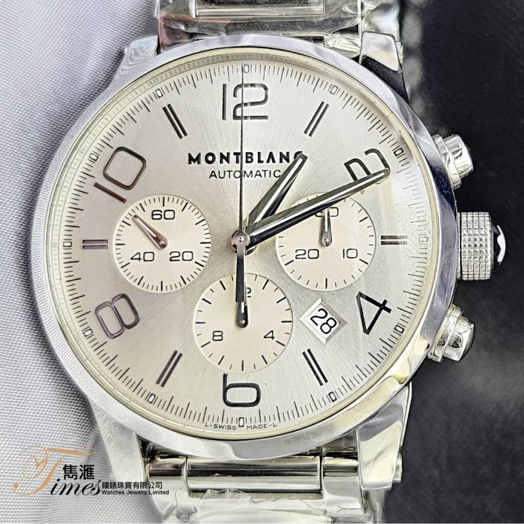 Montblanc 鋼自動日曆米面計時雙數目字透底鋼帶timewalker系列(43mm)