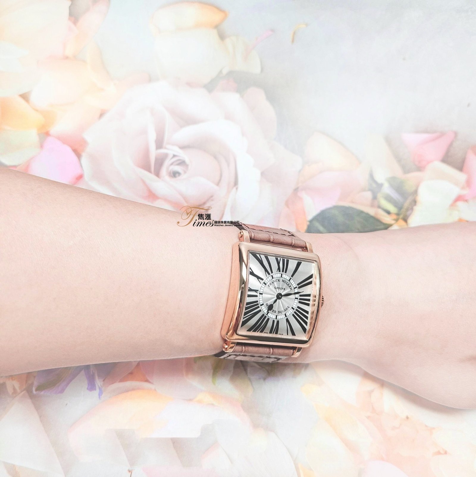 Franck Muller 99新18K玫瑰金石英銀面羅馬字皮帶18K玫瑰金針扣Master Square(33mm) - Image 3