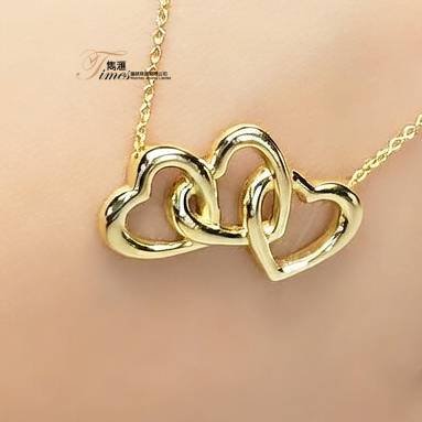 Tiffany & Co. 18K黃金Open Heart系列三心吊咀頸鍊
