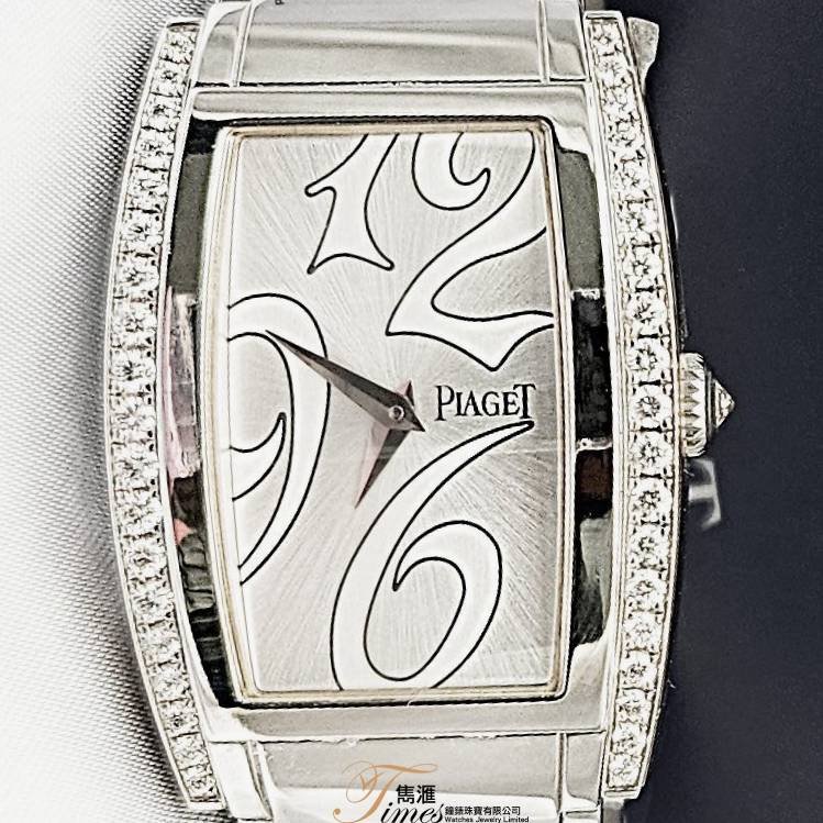 Piaget 18K白金石英原裝石邊石霸銀面原裝白金帶Limelight(27x38mm)