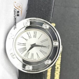 Piaget 18K白金石英銀面羅馬字原裝7石圈原裝鋼針扣Possession(29mm)