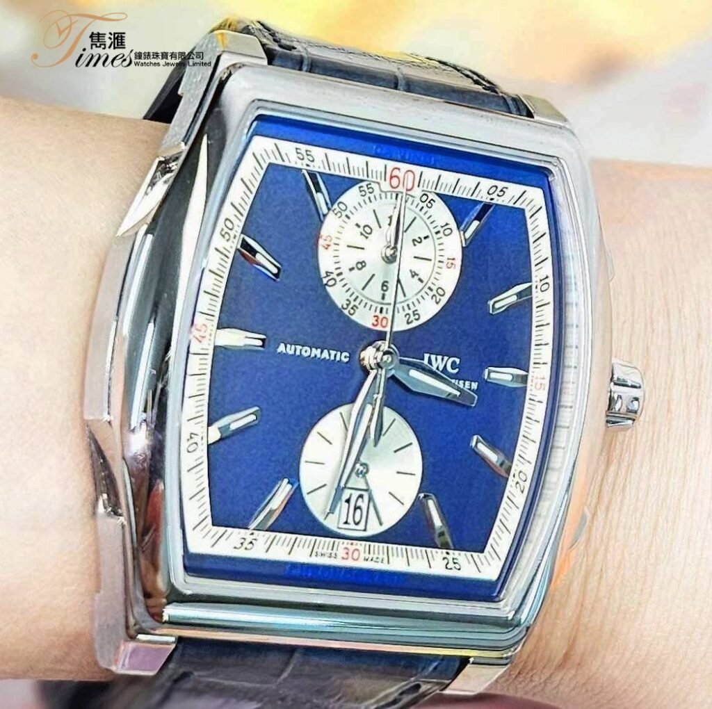 IWC 99新鋼自動日曆藍面皮帶摺扣Da Vinci Chron勞倫斯基金會限量版(24x18mm)