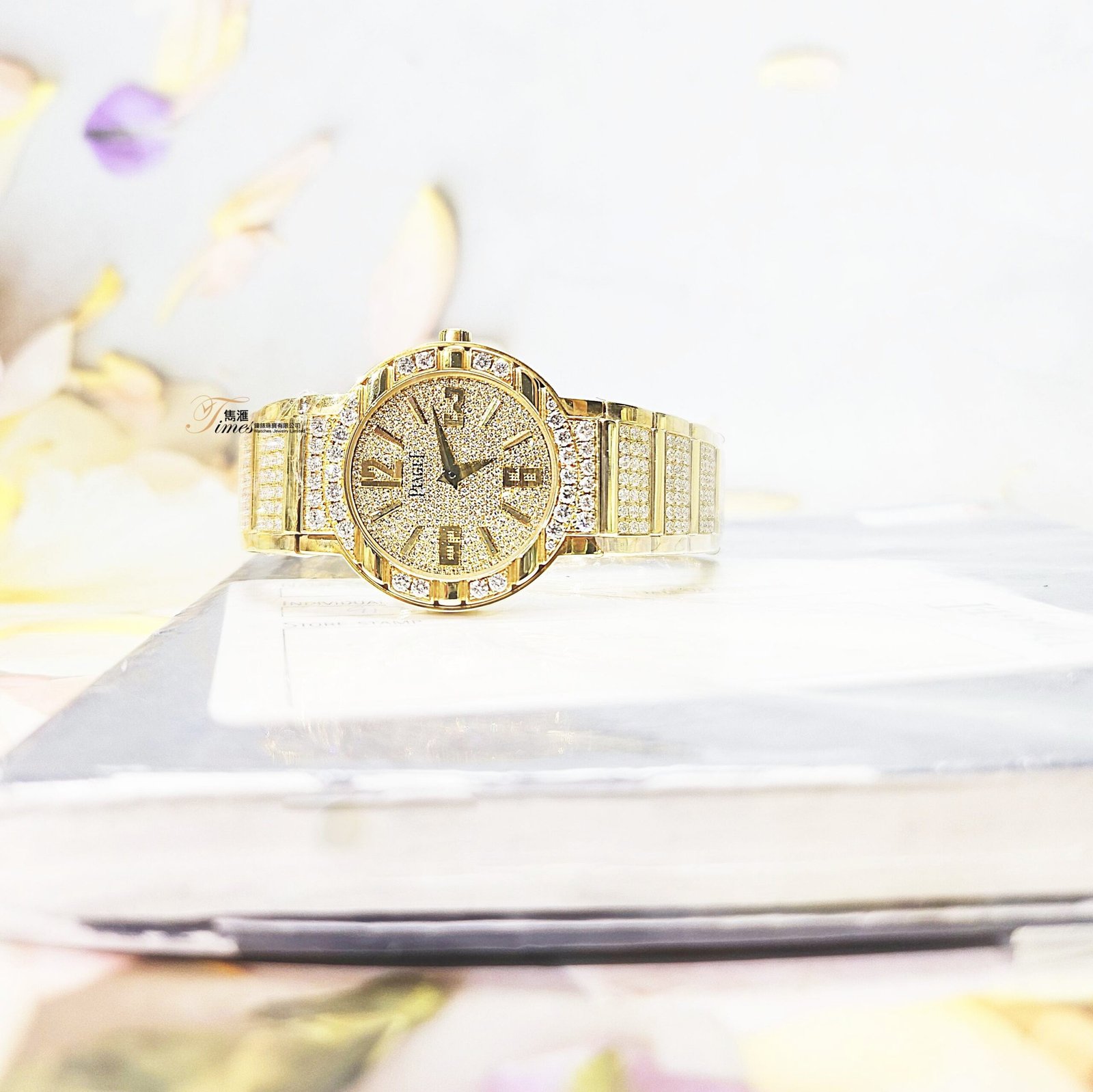 Piaget 18K黃金石英原裝間石圈石面數字原裝18K黃金石帶Polo(28mm) - Image 5